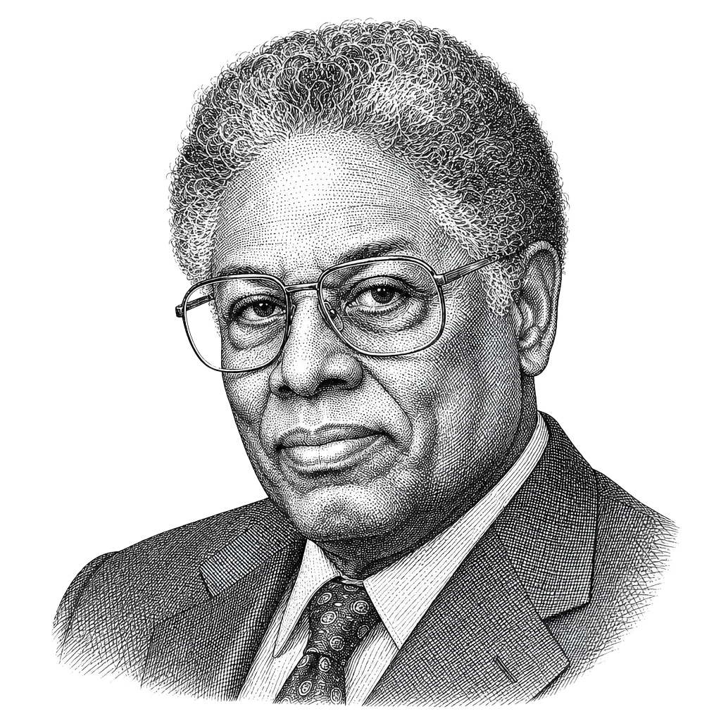 Hedcut portrait of Thomas Sowell