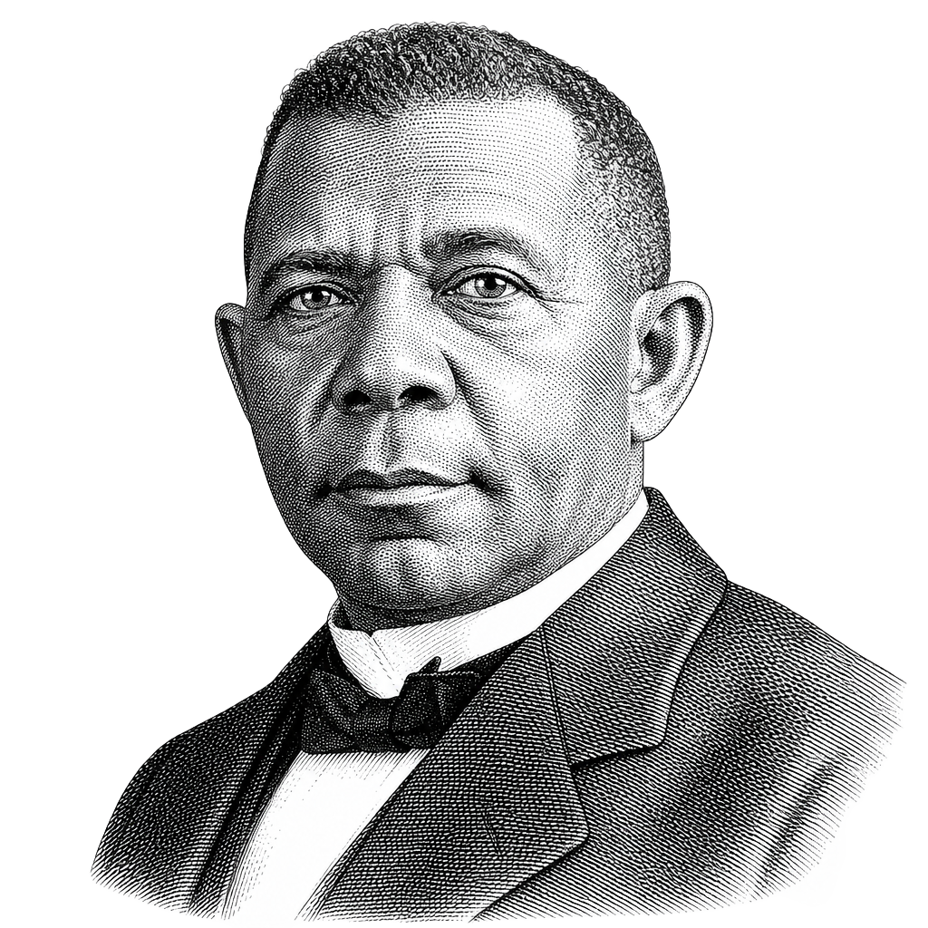 Hedcut portrait of Booker T. Washington