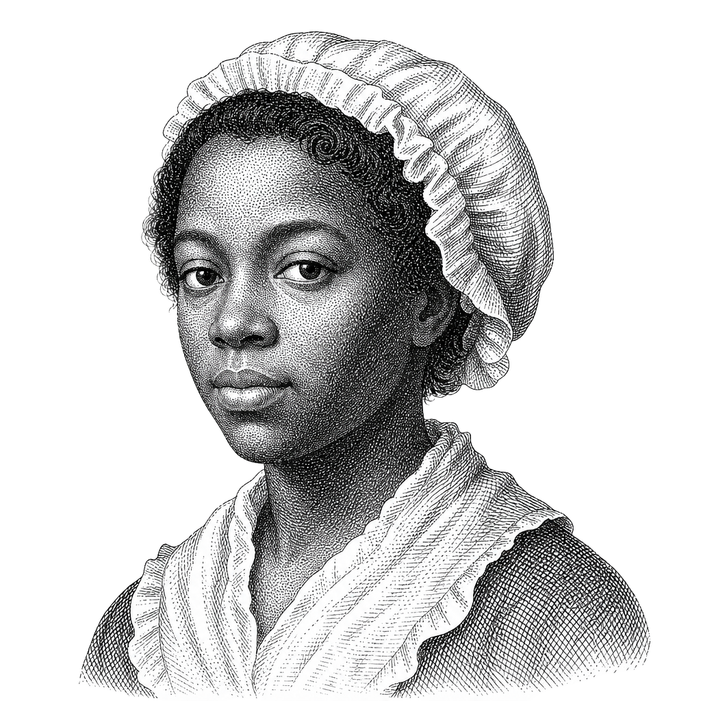 Hedcut portrait of Phillis Wheatley